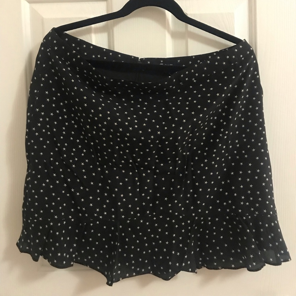 Madewell Silk Ruffle-Edge Skirt in Star Scatter